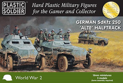 Plastic Soldier 15mm WWII German SdKfz 250 Alte Halftrack (5) & Crew (40) Kit