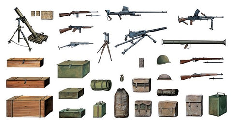 Italeri Military 1/35 WWII Accessories (Guns, Crates, Bags, etc.) Kit