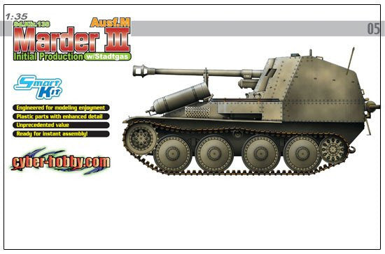 Cyber-Hobby Military 1/35 SdKfz 138 Ausf M Marder III Initial Tank w/Stadtgas Fuel Tanks Kit