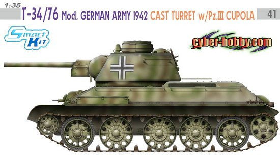 Cyber-Hobby Military 1/35 T34/76 Model 1942 German Army Tank w/Cast Turret Ltd. Edition Kit