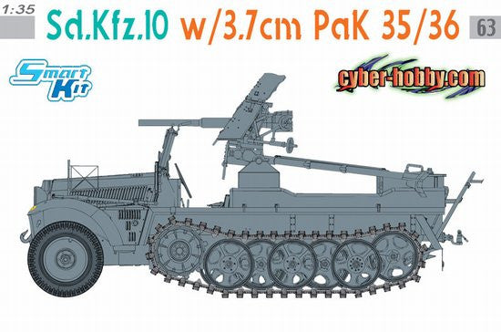 Cyber-Hobby Military 1/35 SdKfz 10 Halftrack w/3.7cm PaK Gun Ltd. Edition Orange Box Kit