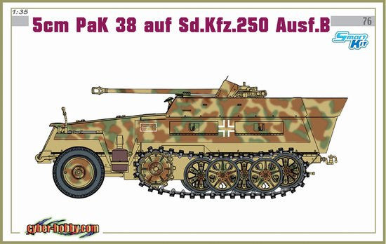 Cyber-Hobby Military 1/35 SdKfz 250 NEU Halftrack w/5cm Pak 38 Gun Kit