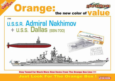 Cyber-Hobby Ships 1/700 Soviet Admiral Nakhimov Warship & USS Dallas SSN700 Nuclear Submarine Kit