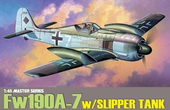 Dragon Models Aircraft 1/48 Fw190A7 Luftwaffe Fighter w/Slipper Fuel Tanks Kit