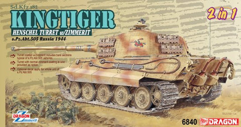 Dragon Military 1/35 SdKfz 182 sPzAbt505 King Tiger Henschel Production Tank w/Zimmerit Russia 1944 (2 in 1) Kit