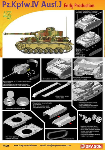 Dragon Military  1/72 PzKpfw IV Ausf J Early Production Tank Kit