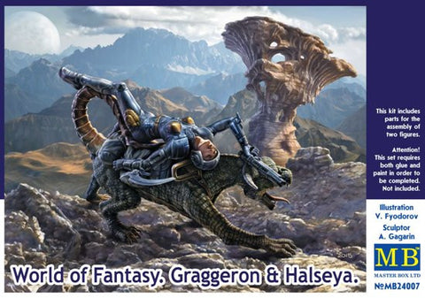 Master Box Ltd 1/24 World of Fantasy: Graggeron & Halseya Female Warrior Lying on Animal Kit