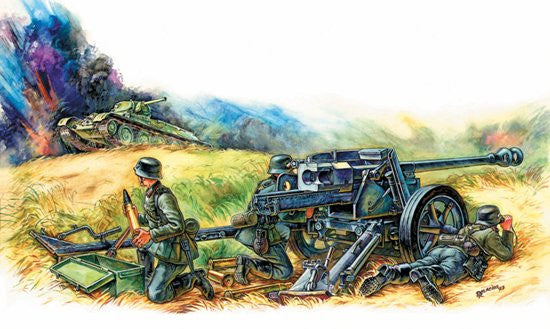 Zvezda Military 1/72 German Pak 40 Anti-Tank Gun w/3 Crew (Snap Kit)