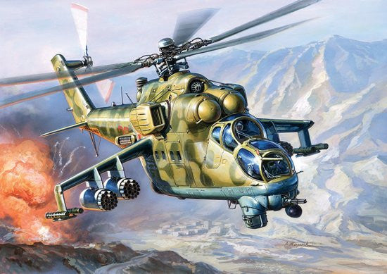 Zvezda Aircarft 1/144 Russian MI24v Hind Attack Helicopter Snap Kit