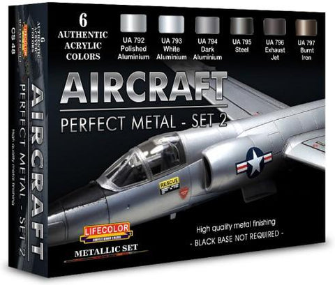 Lifecolor Acrylic Aircraft Perfect Metal #2 Diorama Acrylic Set (6 22ml Bottles)