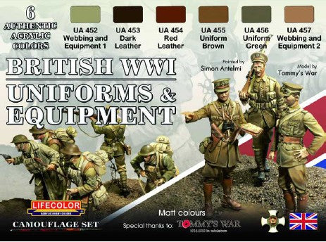 Lifecolor Acrylic British WWII Uniforms & Equipment Acrylic Set