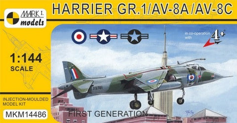 Mark I 1/144 Harrier GR1/AV8A/AV8C First Generation Attack Aircraft Kit
