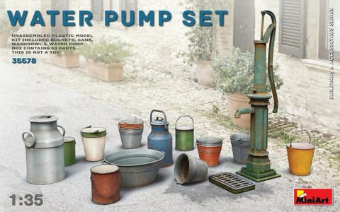 MiniArt Military 1/35 Water Pump Set w/Buckets, Cans, Etc Kit 