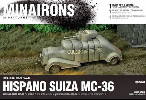 Minairons Miniatures 1/100 Spanish Civil War: Hispano Suiza MC36 Armored Truck (1) (Resin) Kit