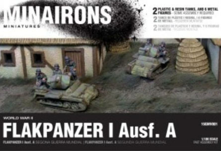 Minairons Miniatures 1/100 WWII Flakpanzer I Ausf A Tank (2) w/Crew (Plastic w/Resin Parts) Kit