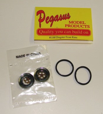Pegasus Hobbies Cars 1/24-1/25 Dragster Front Rims w/Tires (2)