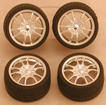 Pegasus Hobbies Cars 1/24-1/25 Chrome M5's Rims w/Tires for Import Cars (4)