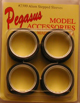 Pegasus Hobbies Cars 1/24-1/25 Stepped Aluminum Polished 23" Sleeves w/Rubber Tires (4)