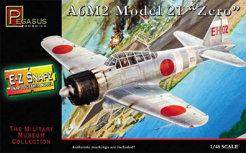 Pegasus Hobbies Aircraft 1/48 A6M2 Mod 21 Zero Fighter Snap Kit