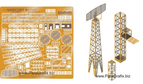 Paragraphix Details 1/350 Mercury 9 Rocket Ship Photo-Etch Set for PGH