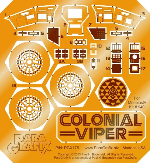 Paragraphix Details 1/32 Battlestar Galactica: Colonial Viper Mk I Fighter Photo-Etch Set for MOE