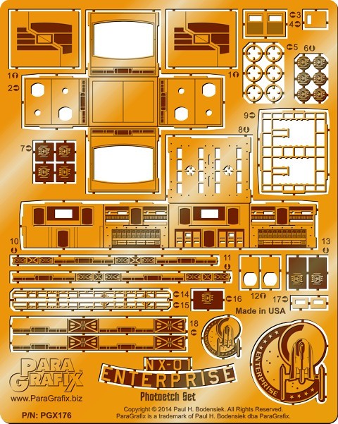 Paragraphix Details 1/350 Star Trek: USS Enterprise NX01 Photo-Etch Set for PLL