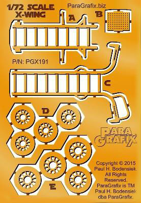 Paragraphix Details 1/72 Star Wars: X-Wing Fighter Photo-Etch Set for BAN, FNM & RMX