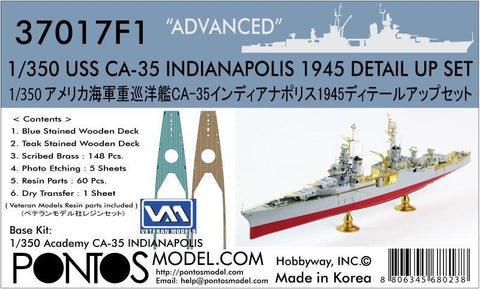Pontos Model 1/350 USS Indianapolis CA35 1945 Detail Set for ACY & TSM