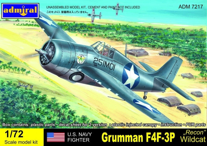 Admiral Models Aircraft 1/72 F4F3P Wildcat USN Recon Fighter Kit