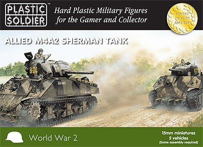 Plastic Soldier 15mm WWII Allied M4A2 Sherman Tank (5) Kit
