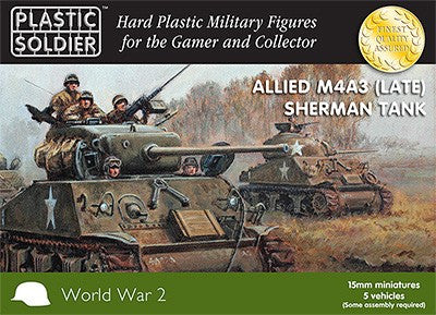 Plastic Soldier 15mm WWII Allied M4A3 (Late) Sherman Tank (5) Kit