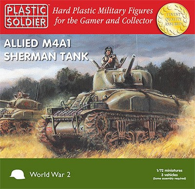 Plastic Soldier 1/72 WWII Allied M4A1 Sherman Tank (3) Kit