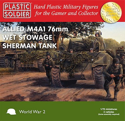 Plastic Soldier 1/72 WWII Allied M4A1 76mm Wet Stowage Sherman Tank (3) Kit