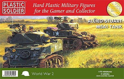 Plastic Soldier 1/72 WWII Allied Stuart M5A1 Tank (3) Kit