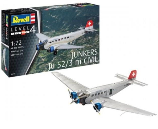 Revell Germany 1/72 Junkers Ju52/3m Civilian Aircraft Kit