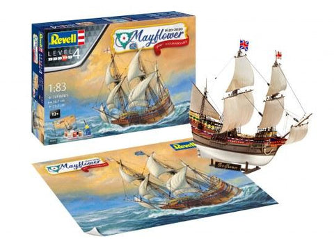 Revell Germany Ship 1/83 Mayflower Sailing Ship 400th Anniversary (includes poster) w/Paint & Glue Kit