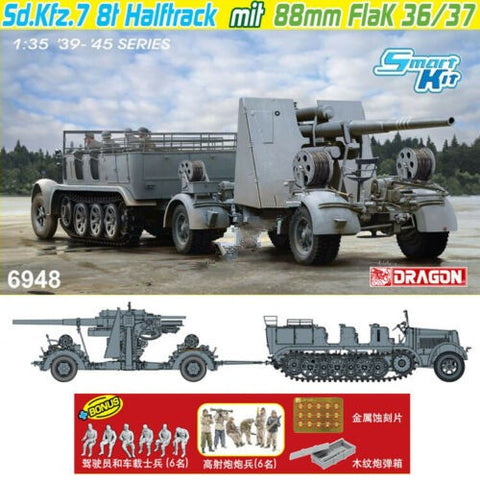 Dragon Military 1/35 SdKfz 7 8(t) Halftrack & 88mm Flak 36/37 Gun Kit