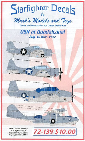 Starfighter Decals 1/72 USN at Guadalcanal Aug-Nov 1942