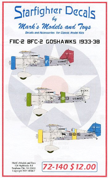 Starfighter Decals 1/72 F11C2 & BFC2 Goshawks 1933-38