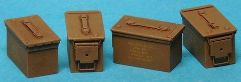 Special Ops 1/16 .50 Cal Ammo Boxes Closed (4) w/Decals (Unpainted Resin)