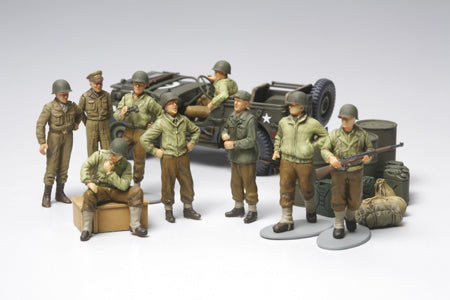 Tamiya Military 1/48 WWII US Infantry at Rest (9) & Jeep Kit