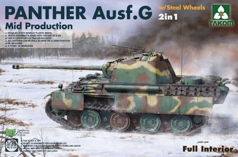 Takom 1/35 Panther Ausf G Mid Production Tank w/Steel Wheels & Full Interior Kit