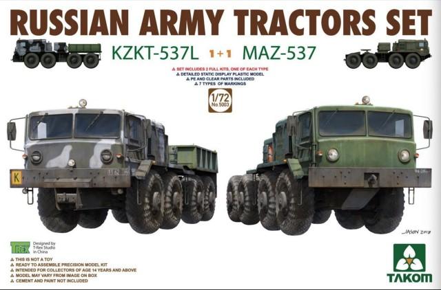 Takom 1/72 Russian Army Tractors Set: KZKT537L & MAZ537 (New Tool) Kit