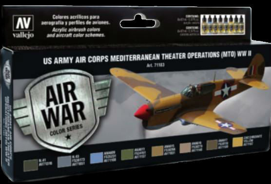 Vallejo Acrylic 17ml  Bottle US Army Air Corps Mediterranean Theater Operations (MTO) WWII Model Air Paint Set (8 Colors)