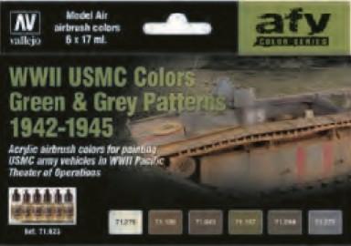 Vallejo Acrylic WWII USMC Green & Grey Patterns 1942-1945 Model Air AFV Paint Set (6 Colors)