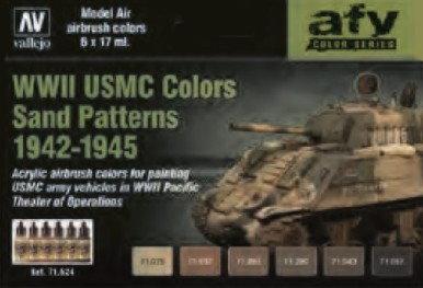 Vallejo Acrylic 17ml Bottle WWII USMC Sand Patterns 1942-1945 Model Air AFV Paint Set (6 Colors)