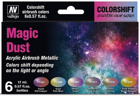 Vallejo Acrylic 17ml Bottle Magic Dust Colorshift Metallic Paint Set (6 Colors)