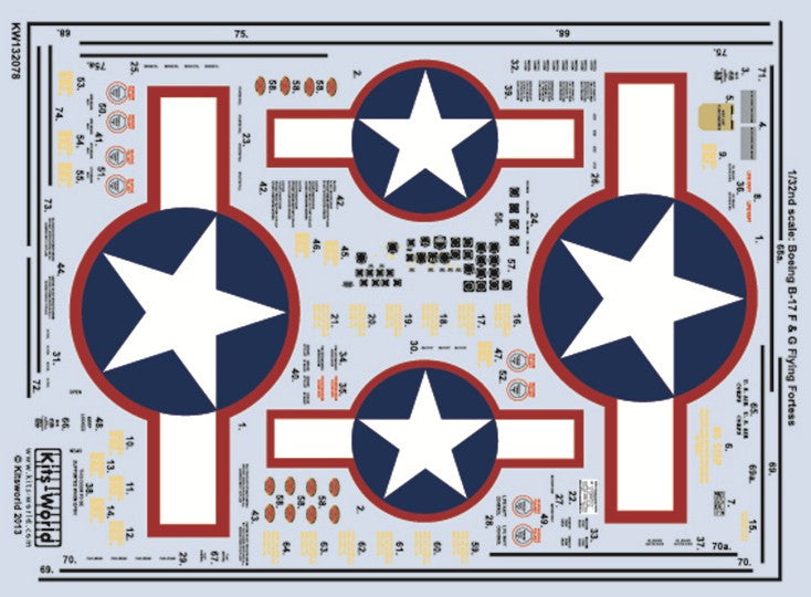 Warbird Decals 1/32 B17F/G General Stenciling & National Insignia, Cockpit Instrumentation & Walkways