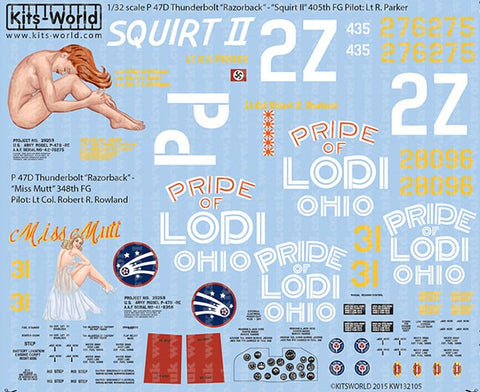 Warbird Decals 1/32 P47D Squirt II, Miss Mutt