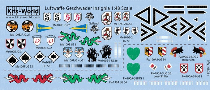 Warbird Decals 1/48 Luftwaffe Geschwader Insignia (17 Designs)